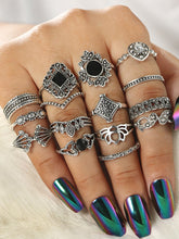 15pcs Silver Retro Ring Zinc Alloy Sai Feel